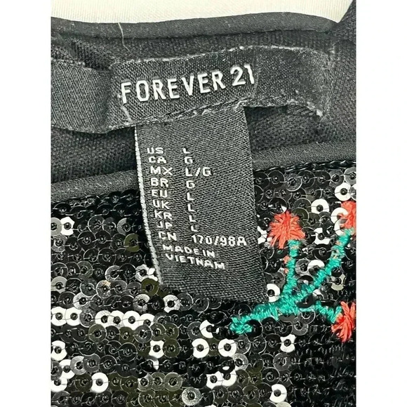 Forever 21 Mini dress sequins sparkling floral Large halter neck multicolor zip - Picture 4 of 11